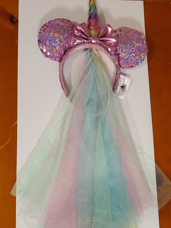 Disney Other - Disney Pink Sequin Unicorn Ear Headband with Pastel Tulle Mane